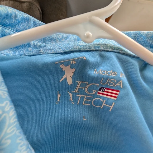 FG Tech Men's PGA Golf Club Light Blue Golf Polo Shirt - Picture 4 of 4